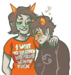 adorabloodthirsty arm_around_shoulder artist_needed blush casual heart karkat_vantas no_glasses redrom seeing_terezi shipping source_needed sourcing_attempted starter_outfit sweat terezi_pyrope text the_truth rating:Questionable score:7 user:Luxferre