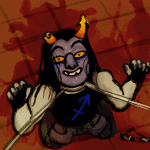 animated bondage broken_bow broken_source calniv dead epilepsy_warning equius_zahhak gamzee_makara head_out_of_frame high_angle kneeling no_glasses solo starter_outfit strife sweat rating:Safe score:3 user:Royal_Plumage