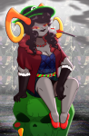 2025 alternate_hair ancestors decapitation fashion fullres hat iceflower99 jaggy_lines lord_english sitting smoking text the_handmaid rating:Safe score:3 user:IceFlower99_(Collen_Flower)