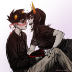 2022 adorabloodthirsty food fullres h4ll3luj4h karkat_vantas near_kiss no_glasses redrom shipping starter_outfit terezi_pyrope valentinestuck rating:Safe score:6 user:Luxferre