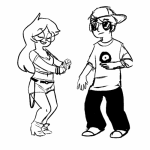 animated ask ballcap broken_source casual dave_strider fashion grayscale jade_harley leverets lineart rating:Safe score:0 user:sync