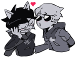  2023 animal_ears blush dave_strider godtier grayscale heart highlight_color ilovedogboys jade_harley kiss knight monochrome redrom shipping space_aspect spacetime time_aspect witch  rating:safe score:11 user:mvopasnv