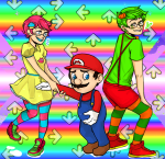 cheese3d crossover ddr heart jake_english jane_crocker mario nintendo this_is_stupid trickster_mode rating:Safe score:12 user:Chocoboo
