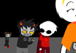 2023 charliesinfern0 dave_strider godtier karkat_vantas knight light_aspect no_glasses panel_redraw rose_lalonde seeing_terezi seer starter_outfit terezi_pyrope time_aspect rating:Safe score:3 user:Mechanape