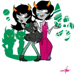 dancestors holding_hands kanaya's_pink_dress kanaya_maryam literallyananime maryams military_dress porrim_maryam silhouette rating:Safe score:13 user:Beelzebibble
