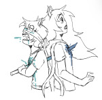 2025 blindfold blood bonkers-behavior crying fullres godtier grayscale highlight_color impalement light_aspect lineart monochrome no_glasses scourge_sisters shipping starter_outfit sword terezi_pyrope thief vriska_serket rating:Safe score:2 user:vriscourse