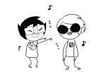 animated dave_strider ectobiolodaddy grayscale john_egbert lineart music_note rating:Safe score:0 user:sync