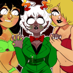 blood_sisters callie_ohpeee calliope deleted_source dogtier dream_ghost holding_hands jade_harley multishipping redrom roxy_lalonde shipping sircuddlebuns snake_wine undergarments witches_brew rating:Questionable score:25 user:Chocoboo