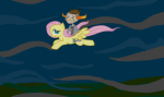 carrying clouds crossover crying fluttershy midair my_little_pony squish_squash tavros_nitram rating:Safe score:3 user:Pie