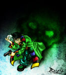 brizel cairo_overcoat high_angle jake_english kid_symbol kneeling skulls solo rating:Safe score:0 user:sync