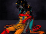 blood godtier kneeling legislacerator_suit light_aspect scourge_sisters terezi_pyrope thief troll_lab vriska_serket rating:Safe score:2 user:sync