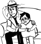 couch crying dad grayscale john_egbert smoking trainedbrofessional rating:Safe score:0 user:sync