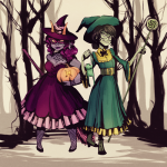 autumn feferi_peixes halloweenstuck jade_harley melia pumpkin trees witch rating:Safe score:9 user:sync