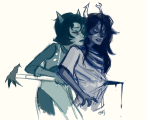 blood dragon_cane godtier impalement legislacerator_suit light_aspect no_glasses scourge_sisters terezi_pyrope thief vinks vriska_serket rating:Safe score:4 user:sync