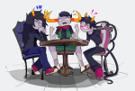  2023 audieaudieaudie casual dancestors dream_ghost fullres meenah_peixes pirate_pupa_pan sitting starter_outfit sweat tavros_nitram vriska_serket 
