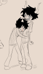 2023 audieaudieaudie crying fullres gamzee_makara grayscale highlight_color hug karkat_vantas scars sketch sober_gamzee starter_outfit