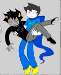  2023 audieaudieaudie blush breath_aspect carrying communism fullres godtier heir john_egbert karkat_vantas midair shipping starter_outfit 