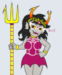  2026 alternate_hair aranea_serket bloodswap crown dancestors emoticon fashion frigiddoctoratus fullres jaggy_lines scribble_mode solo trident web 