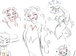  2024 aradia_megido aradiabot art_dump feferi_peixes fullres godtier grayscale highlight_color maid melerbytes multiple_personas sketch starter_outfit tavros_nitram time_aspect 