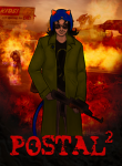 2025 blaiseshead cat_hat crossover fire fullres glasses_added image_manipulation nepeta_leijon parody postal rifle solo text weapon