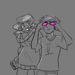  2023 autisticaradiamegido candy_timeline fullres grayscale highlight_color homestuck:_beyond_canon rose_tinted_glasses roxy_lalonde sollux_captor starter_outfit voidy_sweatshirt 
