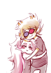  2012 blush chibi feferi_peixes freckles fullres hug ikimaru limited_palette queen_bee shipping sketch sollux_captor 