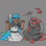  2024 autisticaradiamegido chubstuck diabetes dogtier dragon_cane dragon_cape fullres jade_harley kneeling sitting starter_outfit terezi_pyrope 
