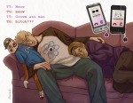  2025 aliasmard body_modification casual clothingswap couch dave_strider fullres kid_symbol lil_cal lying no_glasses pesterlog phone redrom rose_lalonde shipping siblings:daverose sleeping spacetime sprite_mode text 