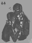 2014 agent_uniform archagent back_angle blackdiamond dd diamond draconian_dignitary fullres grayscale heart holding_hands jack_noir kiss redrom retroscofflaws scarf_sharing shipping spade