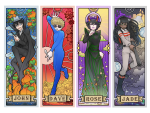  2016 alternate_hair aspect_symbol banner beta_kids breath_aspect candy_corn_vampire clock cosplay dave_strider fashion fullres ghostbusters halloweenstuck jade_harley john_egbert kiwiuccu light_aspect pumpkin rose_lalonde space_aspect spoon text time_aspect 