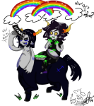  centaurs equius_zahhak gamzee_makara mythologystuck rainbow sopor_slime squidbiscuit word_balloon wut 