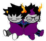  2012 asymmetricjester eridan_ampora fullres jaggy_lines karkat_vantas scarf_sharing shipping sickleback sitting smiling_eridan smiling_karkat sprite_mode starter_outfit transparent 