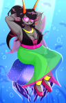  2025 alternate_hair body_modification chubstuck cuttlefish fashion feferi_peixes freckles fullres horrorterrors iceflower99 jaggy_lines jewelry solo underwater wings_only 