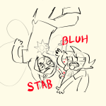  2023 batsnipp blood bluh breath_aspect con_heir fullres godtier grayscale heir highlight_color john_egbert june_egbert light_aspect monochrome redrom shipping sketch text thief transtuck upside_down vriska_serket 