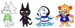 2020 animal_crossing animalstuck au bec_harley becquerel cal_strider crossover fullres guidestuck harlequin_doll jaggy_lines jaspers jaspers_lalonde lil_cal loathemetc quinn_egbert suit