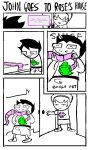  2020 boner comic fullres grayscale grimdorks highlight_color jaggy_lines john_egbert monochrome radicaldude42 redrom rose&#039;s_pink_scarf rose_lalonde shipping text word_balloon 