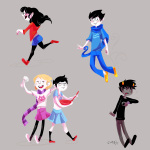 2013 alcohol arm_around_shoulder art_dump breath_aspect cocktail_glass dress_of_eclectica fullres godtier heir jade_harley jane_crocker john_egbert karkat_vantas roxy's_striped_scarf roxy_lalonde spoon squiddlejacket squiddlesneaks starter_outfit sugarglambarb the_windy_thing