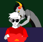 2012 arms_crossed chastyn couch dave_strider fullres godtier jaggy_lines knight licking profile s&#039;mores sitting starter_outfit tavros_nitram time_aspect