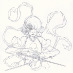  black_squiddle_dress kenji lineart monochrome rose_lalonde solo thorns_of_oglogoth 