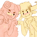  2016 alyykeavvylo animal_ears aradia_megido blush fistbump fullres highlight_color lineart monochrome palerom shipping starter_outfit tavros_nitram team_charge wonk 