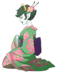  au fashion feudal_japan flowers kanaya_maryam kneeling myotishi pixel profile rainbow_drinker solo transparent 