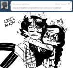  arm_around_shoulder carrying crown eridan_ampora feferi_peixes grayscale no_glasses request rule63 xamag 