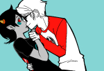 averyniceprince blush coolkids dave_strider holding_hands kiss no_glasses red_baseball_tee redrom shipping terezi_pyrope 