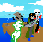  10k_member_celebration_event 2025 animals clouds dave_strider fish fullres jaggy_lines jester_quest mayor_sash native_source nepeta_leijon no_hat offkilterkeys red_baseball_tee serenity starter_outfit text thumbs_up wayward_vagabond weed_jester 