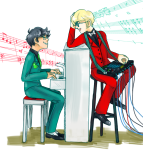  broken_source dave_strider instrument john_egbert johnspookies music_note piano red_plush_puppet_tux wise_guy_slime_suit 