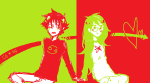  blush heart holding_hands jade_harley karkat_vantas kats_and_dogs limited_palette mozarelli redrom shipping starter_outfit 