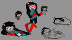  2025 art_dump carrying dancestors fullres grubs jaggy_lines kennydraws latula_pyrope lineart pyropes sleeping sprite_mode terezi_pyrope 