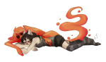 animal_ears cawoof davesprite dogtier hug jade_harley lying non_canon_design on_stomach shipping sketchcomplex sleeping sprite