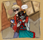  arm_around_shoulder city coolkids dave_strider freckles kaybeer shipping terezi_pyrope word_balloon 