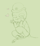 2016 clover clover_with_a_mouth deleted_source felt fullres heart monochrome sitting sketch solo starter_outfit threeheadedhydra